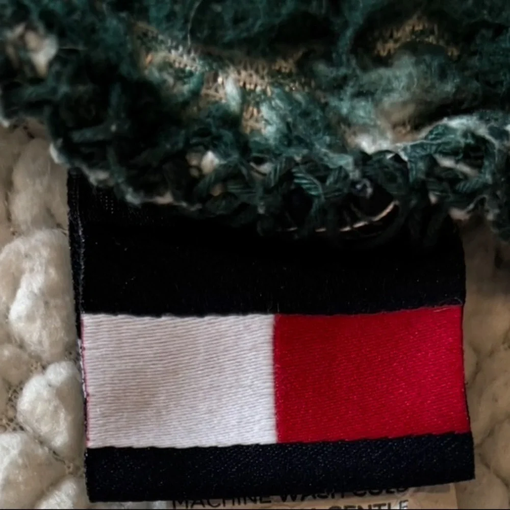 Tommy Hilfiger Green and White All Over Christmas Tree Pattern 48x62 Blanket